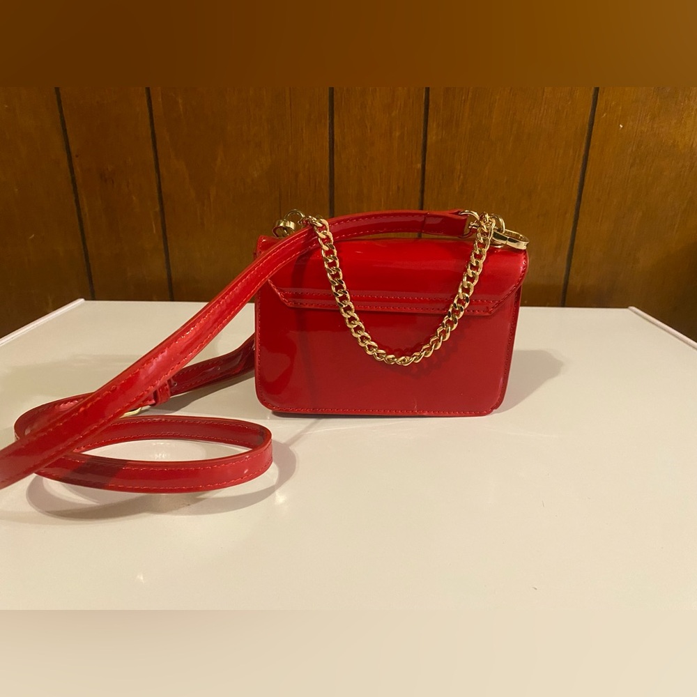 Girls Red Patent Leather Crossbody Bag